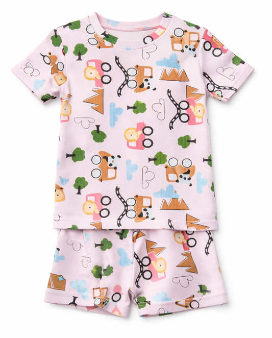 Kids Tshirt and Shorts Combo Set (Cord Set)-Pink