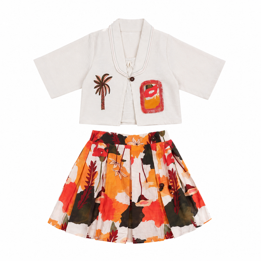Girls Skirt Top with Designer Shrug | Ages 1–8 Years Pattern 02