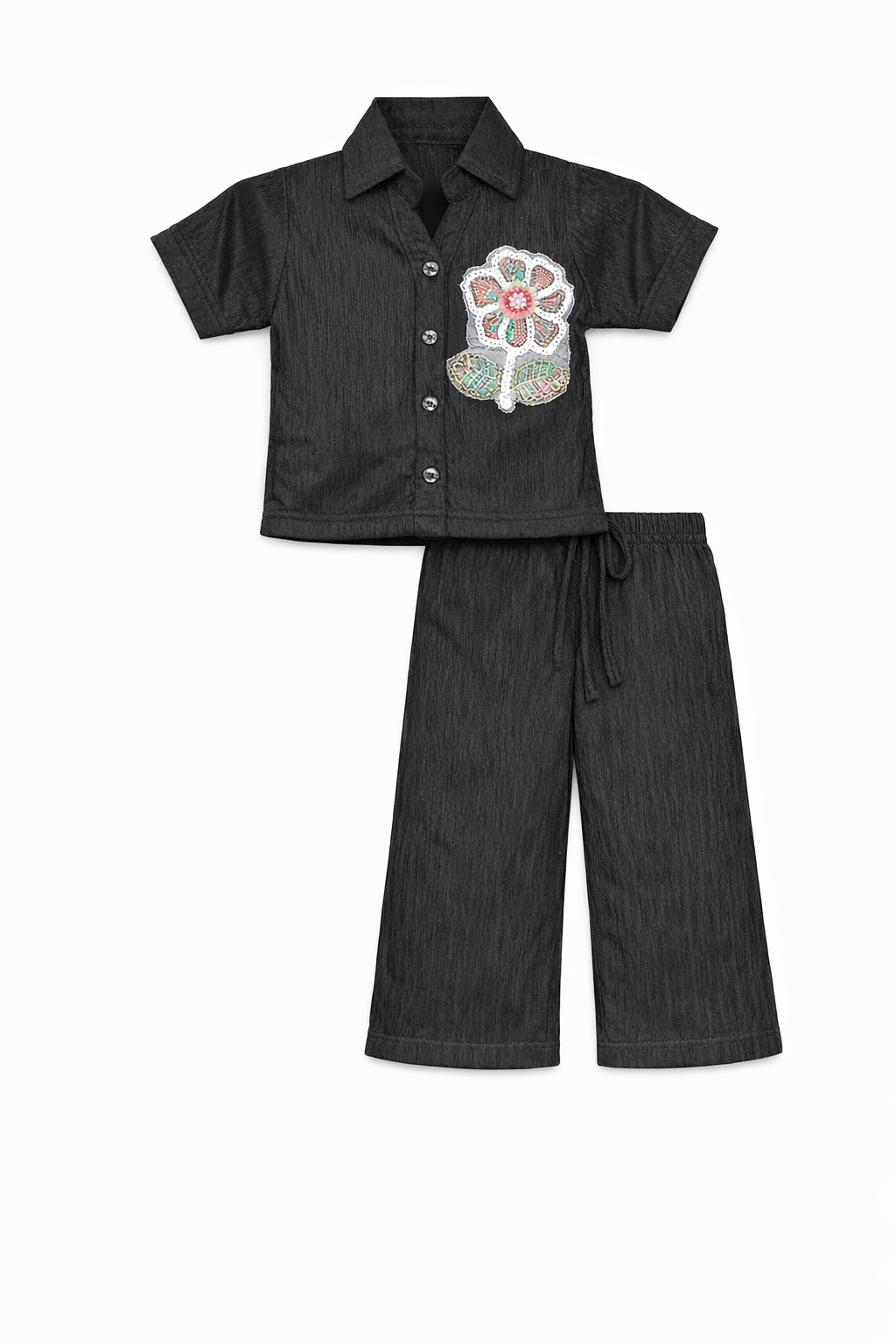 Black Blossom Crepe Co-ord Set