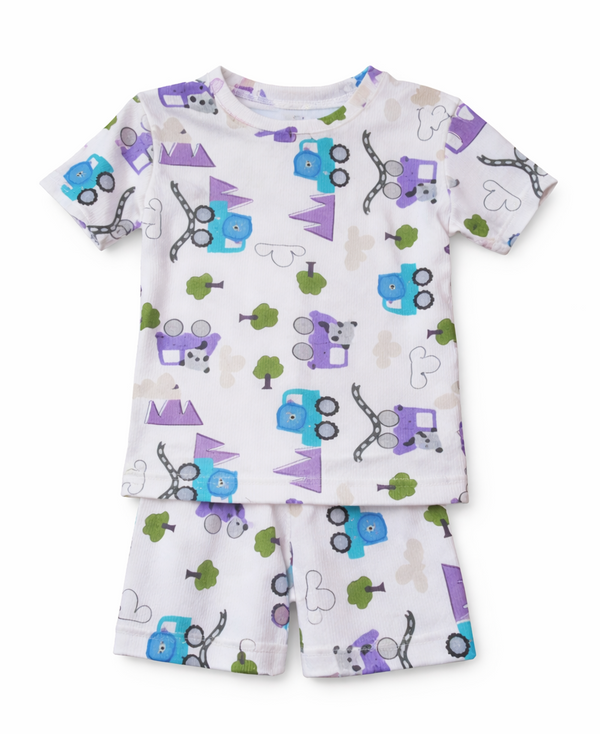 Kids Tshirt and Shorts Combo Set (Cord Set)-Purple