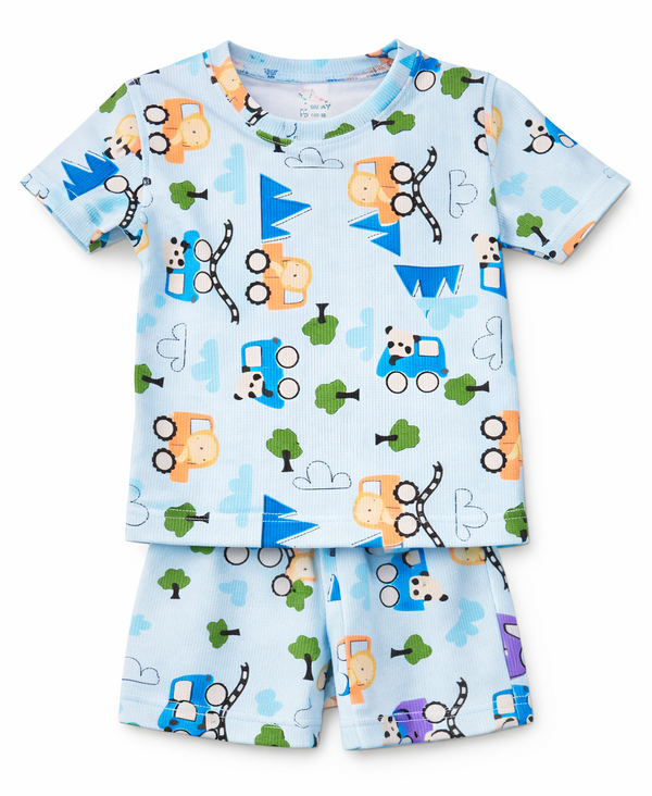 Kids Tshirt and Shorts Combo Set (Cord Set)-Blue