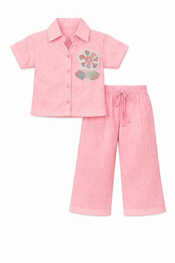 Pink Blossom Crepe Co-Ord Set