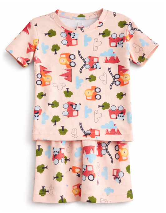 Kids Tshirt and Shorts Combo Set (Cord Set)-Orange
