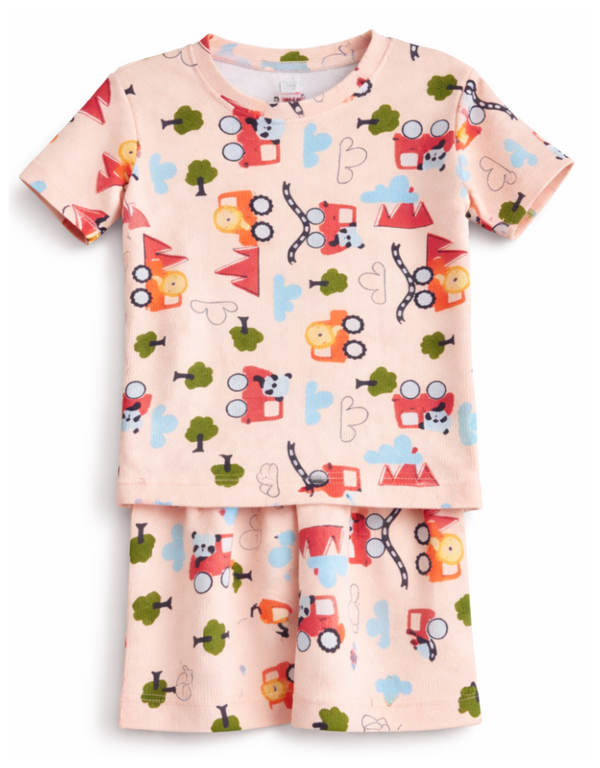 Kids Tshirt and Shorts Combo Set (Cord Set)-Orange