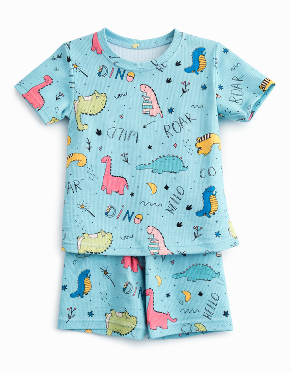 Kids Tshirt and Shorts Combo Set (Cord Set)-Blue