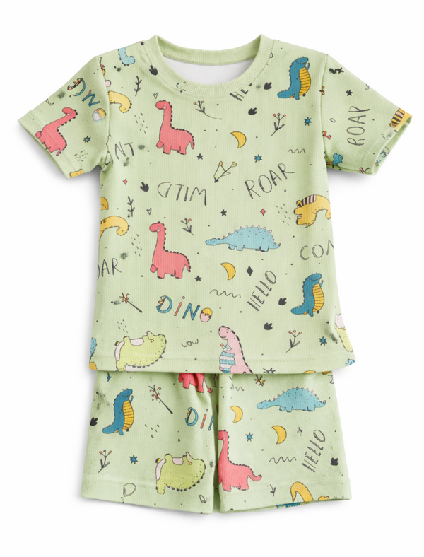 Kids Tshirt and Shorts Combo Set (Cord Set)-Green