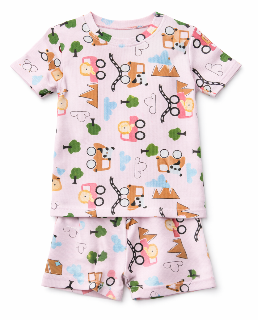 Kids Tshirt and Shorts Combo Set (Cord Set)-Pink