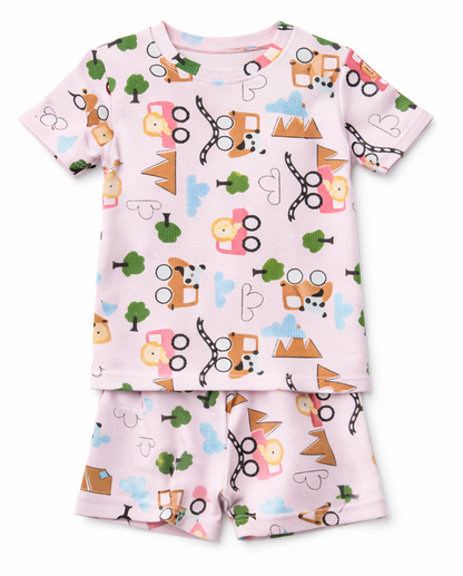 Kids Tshirt and Shorts Combo Set (Cord Set)-Pink