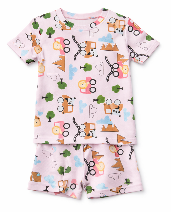 Kids Tshirt and Shorts Combo Set (Cord Set)-Pink