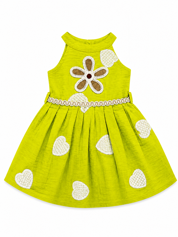 Fluorescent Floral Applique Dress