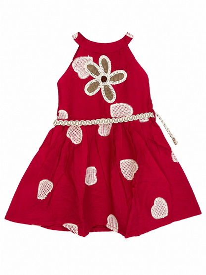 Pink Floral Applique Dress