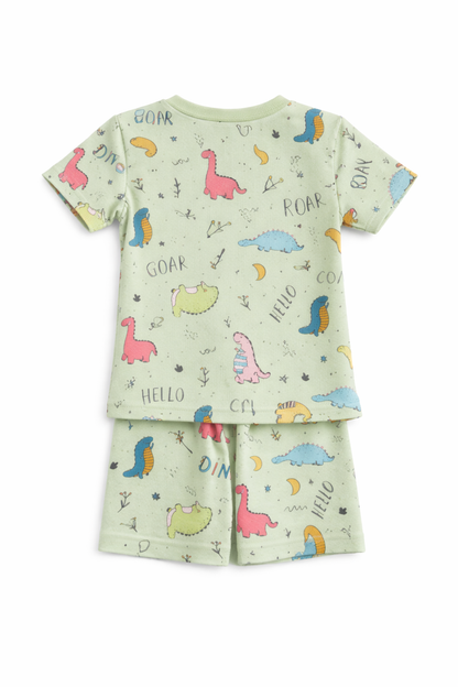 Kids Tshirt and Shorts Combo Set (Cord Set)-Green