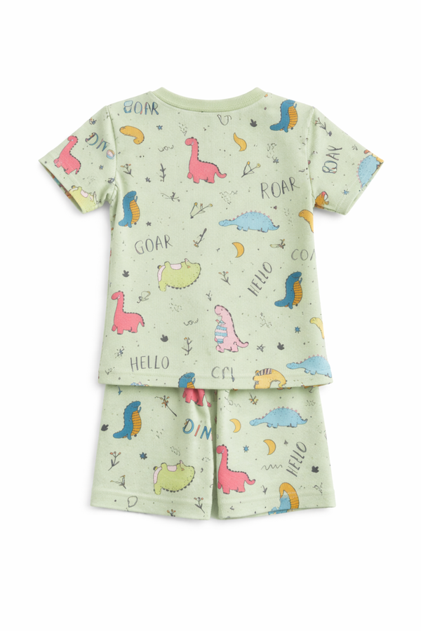 Kids Tshirt and Shorts Combo Set (Cord Set)-Green