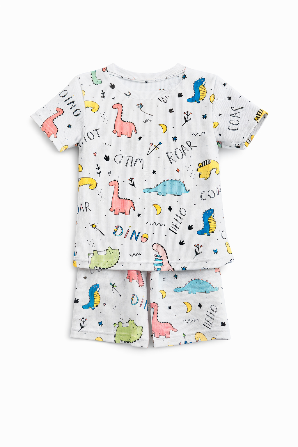 Kids Tshirt and Shorts Combo Set (Cord Set)- White