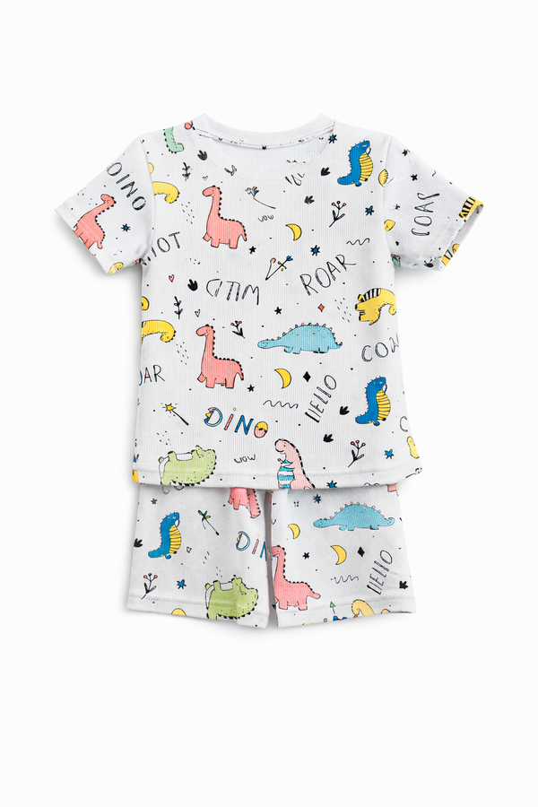 Kids Tshirt and Shorts Combo Set (Cord Set)- White