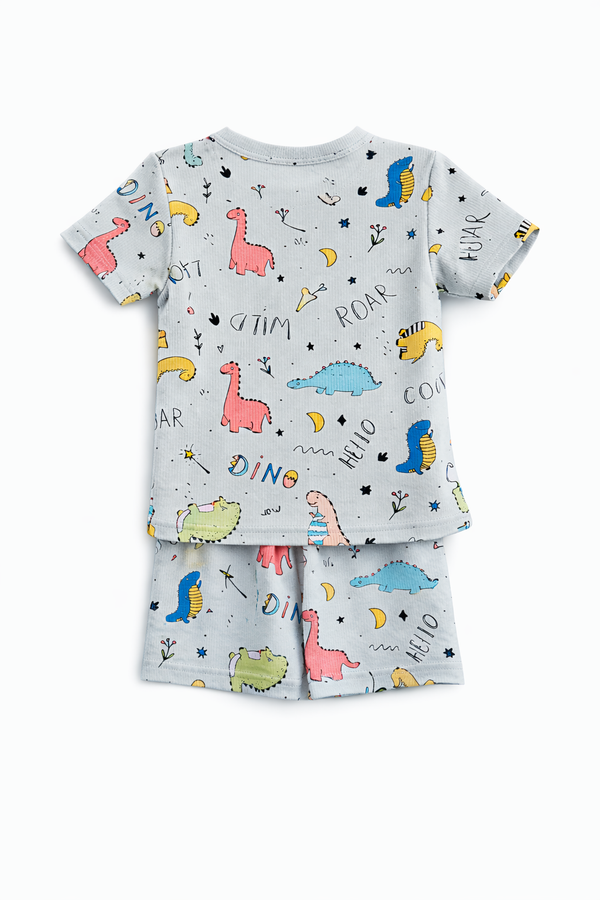 Kids Tshirt and Shorts Combo Set (Cord Set)- Grey