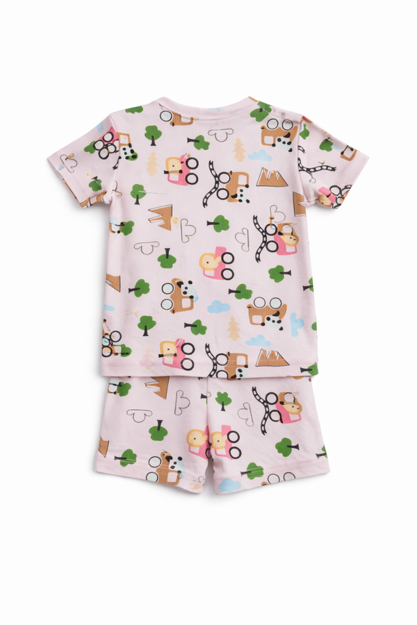 Kids Tshirt and Shorts Combo Set (Cord Set)-Pink