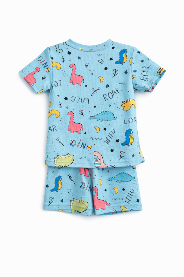 Kids Tshirt and Shorts Combo Set (Cord Set)-Blue