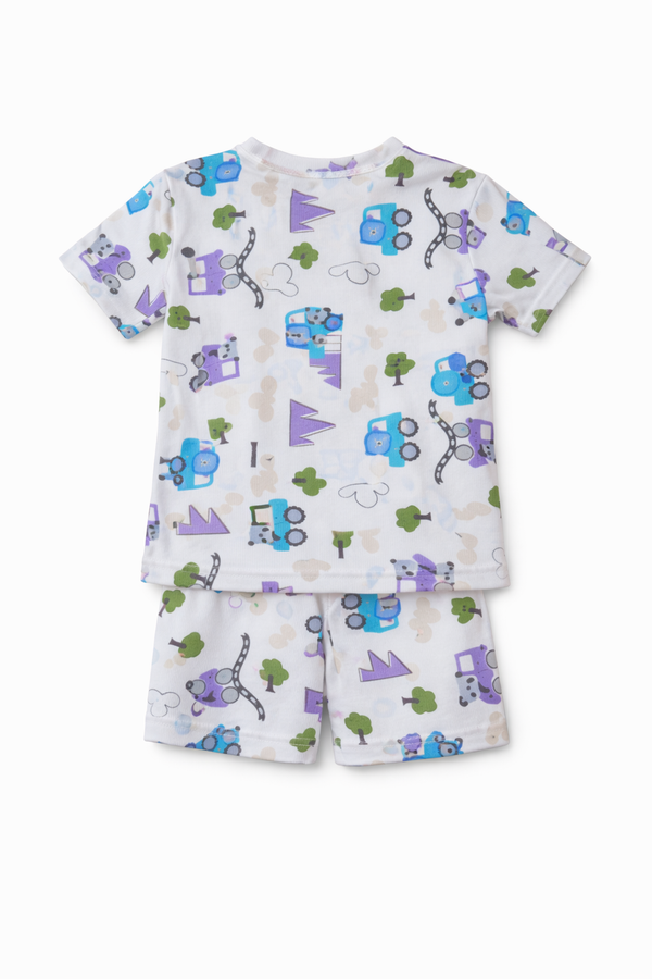 Kids Tshirt and Shorts Combo Set (Cord Set)-Purple