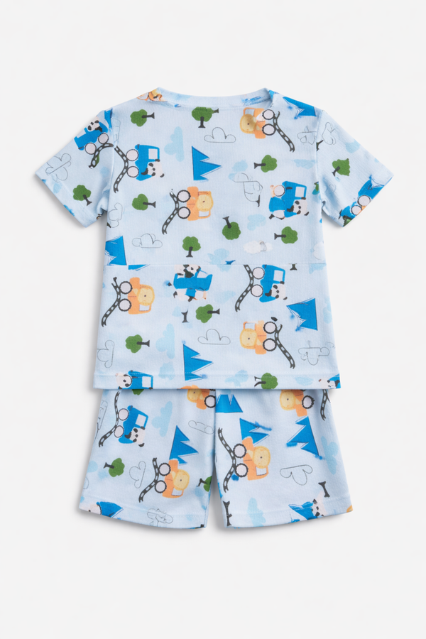 Kids Tshirt and Shorts Combo Set (Cord Set)-Blue
