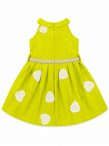 Fluorescent Floral Applique Dress