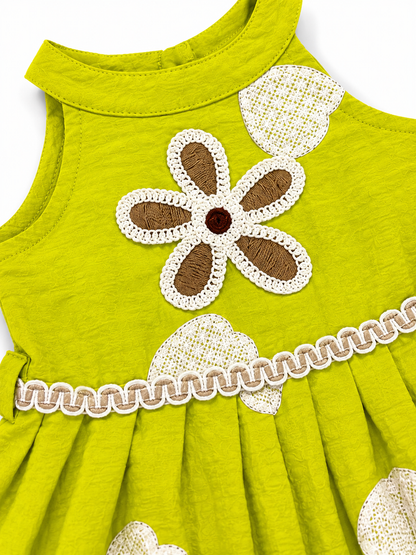 Fluorescent Floral Applique Dress