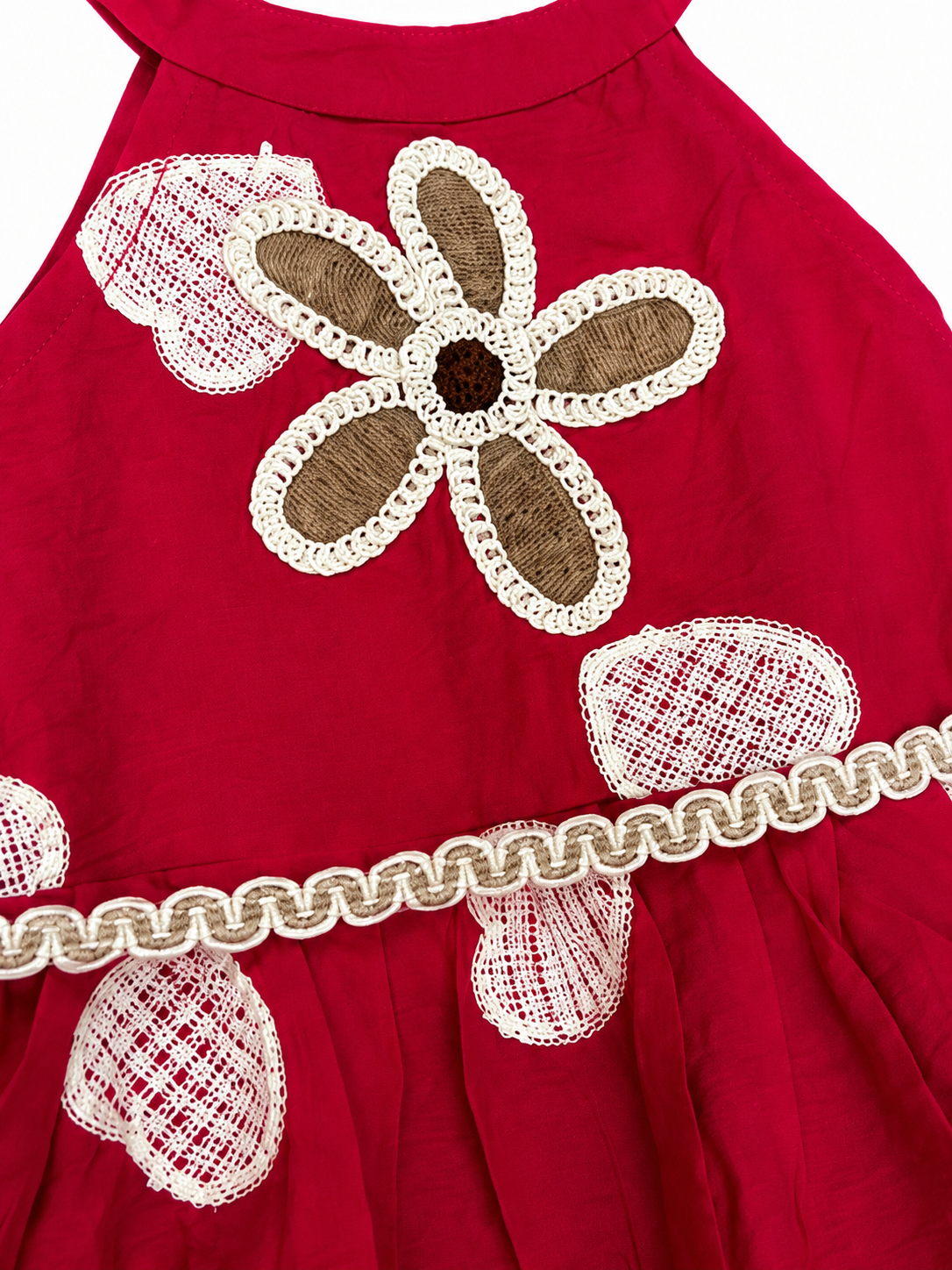 Pink Floral Applique Dress