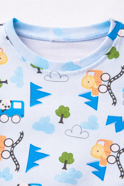 Kids Tshirt and Shorts Combo Set (Cord Set)-Blue