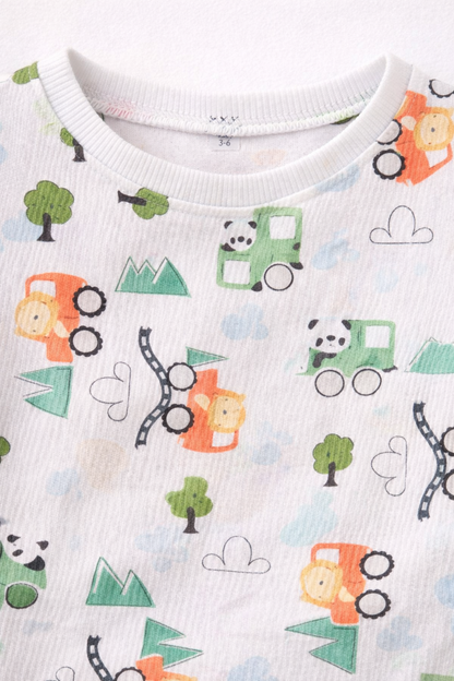 Kids Tshirt and Shorts Combo Set (Cord Set)-White