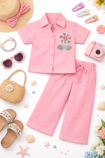 Pink Blossom Crepe Co-Ord Set