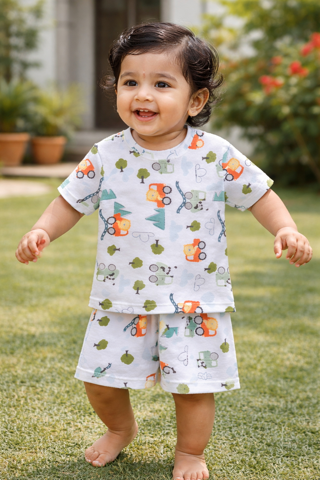 Kids Tshirt and Shorts Combo Set (Cord Set)-White
