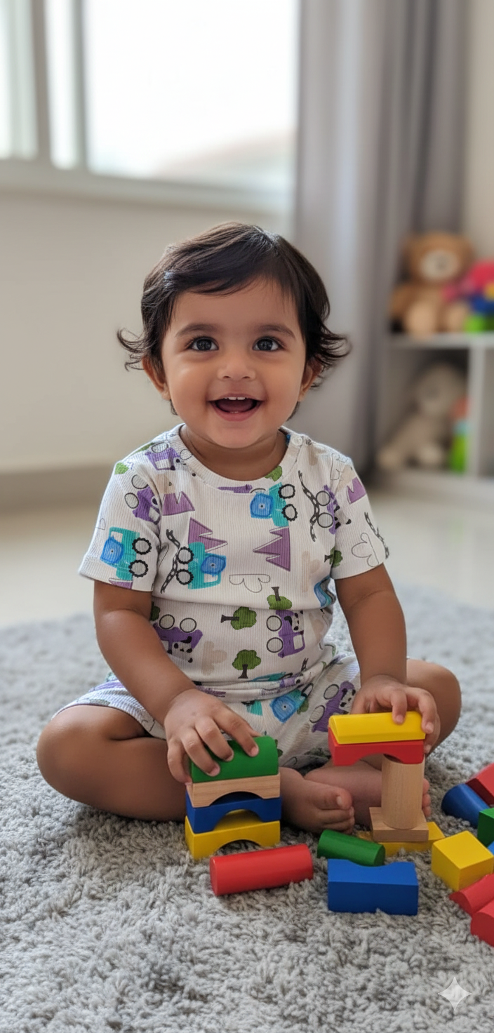 Kids Tshirt and Shorts Combo Set (Cord Set)-Purple