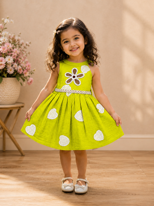 Fluorescent Floral Applique Dress
