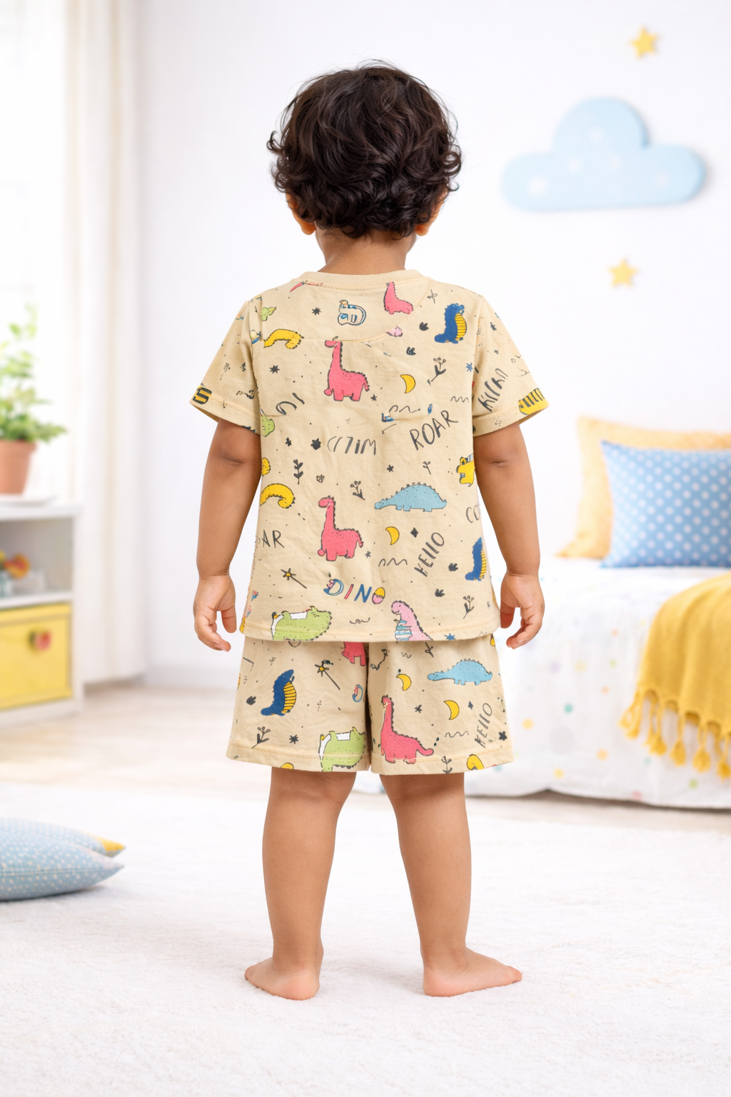 Kids Tshirt and Shorts Combo Set (Cord Set)-Orange