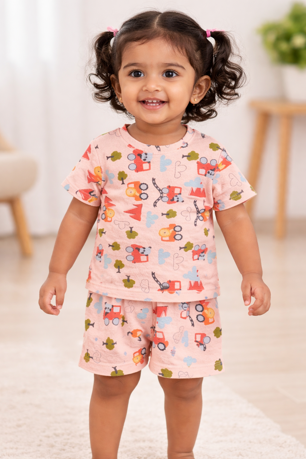 Kids Tshirt and Shorts Combo Set (Cord Set)-Orange