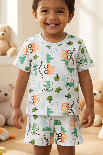 Kids Tshirt and Shorts Combo Set (Cord Set)-White