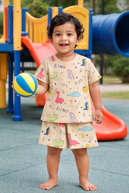 Kids Tshirt and Shorts Combo Set (Cord Set)-Orange