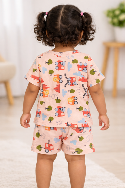 Kids Tshirt and Shorts Combo Set (Cord Set)-Orange