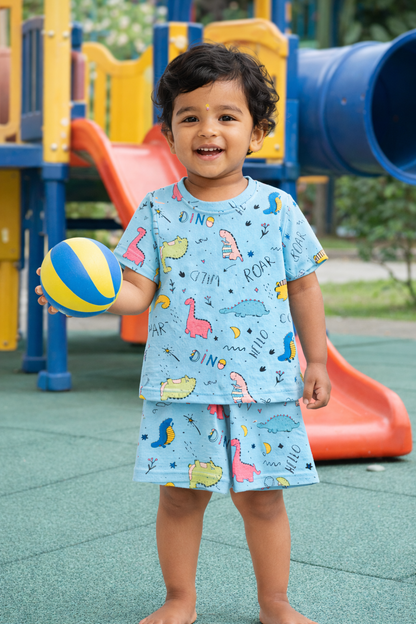 Kids Tshirt and Shorts Combo Set (Cord Set)-Blue