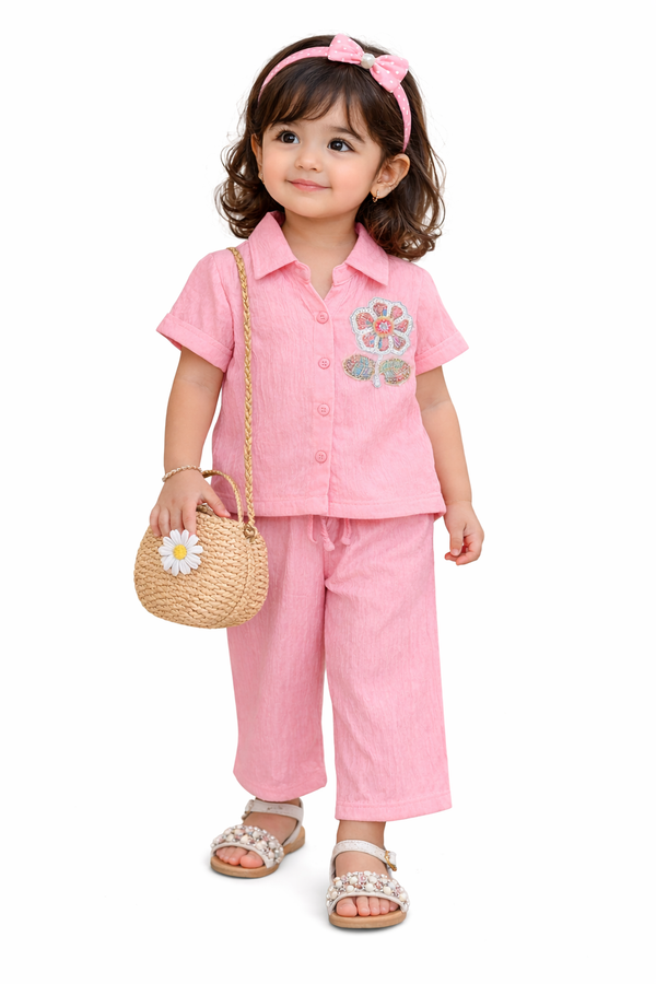 Pink Blossom Crepe Co-Ord Set