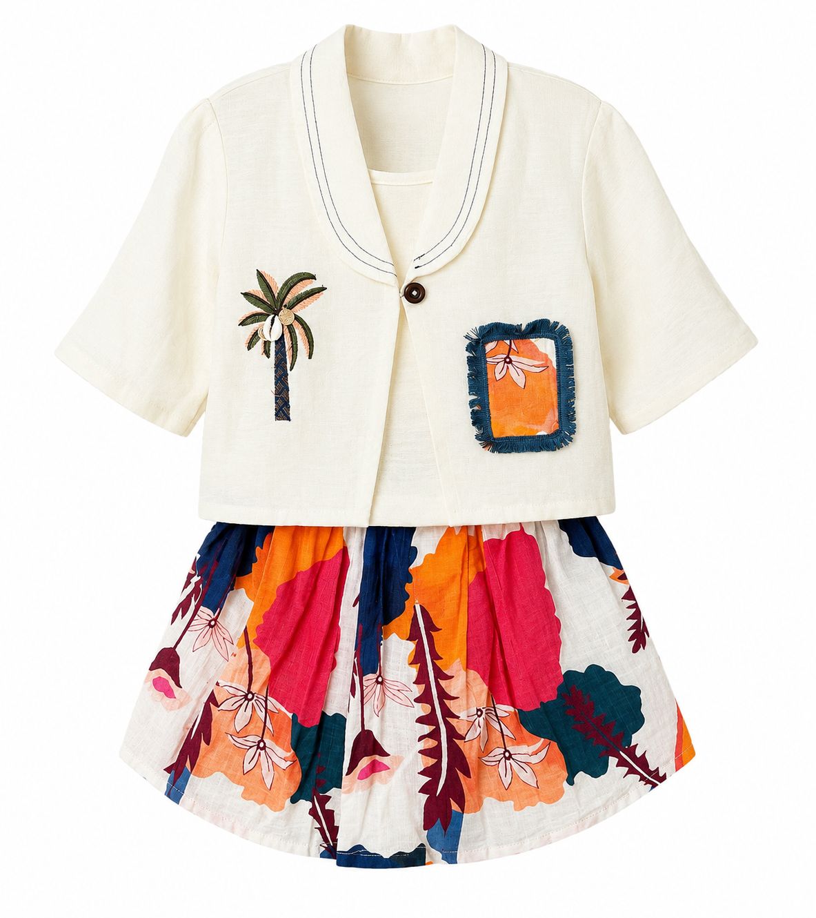 Girls Skirt Top with Designer Shrug | Ages 1–8 Years Pattern 01
