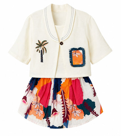 Girls Skirt Top with Designer Shrug | Ages 1–8 Years Pattern 01