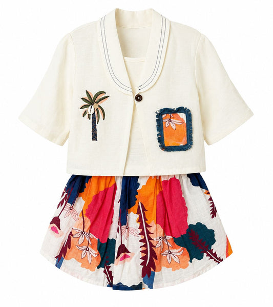 Girls Skirt Top with Designer Shrug | Ages 1–8 Years Pattern 01