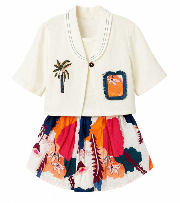 Girls Skirt Top with Designer Shrug | Ages 1–8 Years Pattern 01