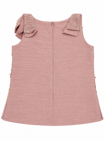Pastel Pink Premium Embroidered Co-ord Set with Sling