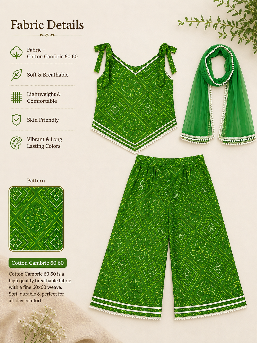 Traditional Suit Set with Dupatta for Girls