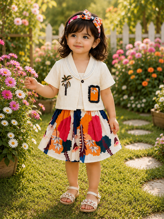 Girls Skirt Top with Designer Shrug | Ages 1–8 Years