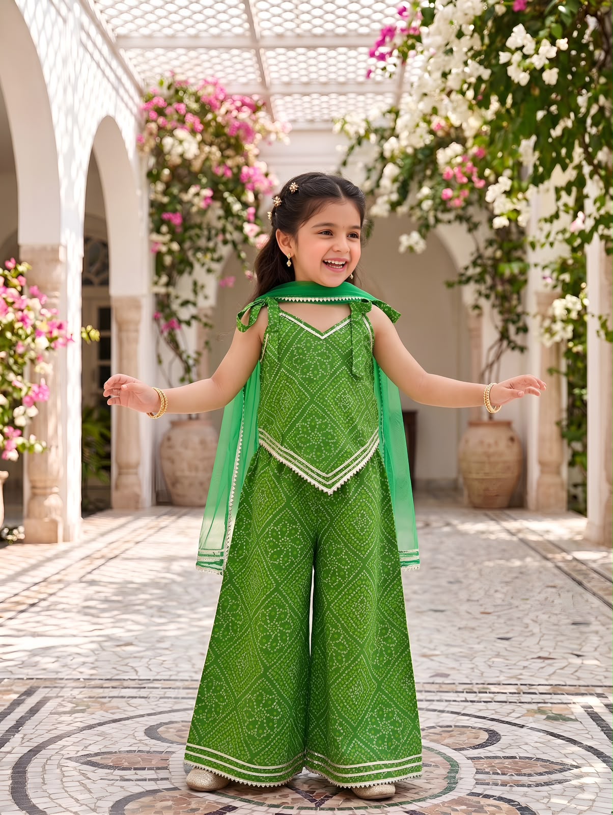 Traditional Suit Set with Dupatta for Girls