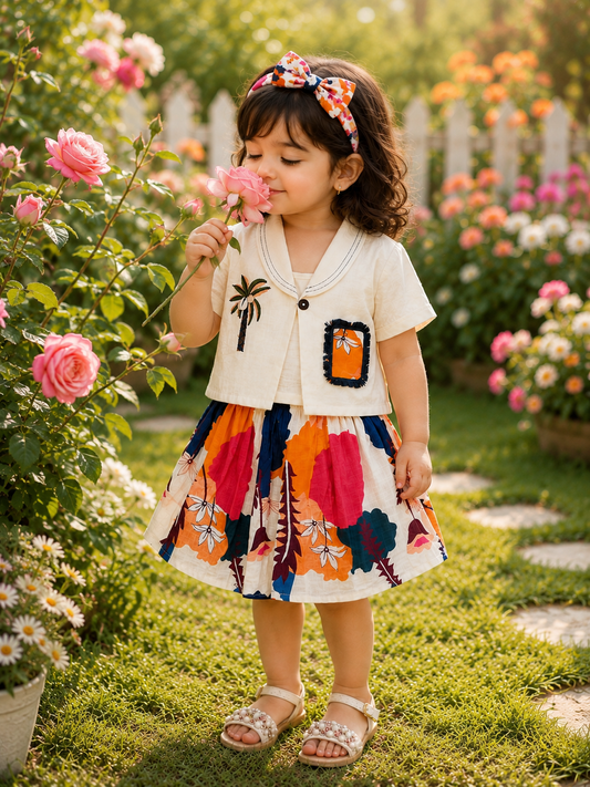 Girls Skirt Top with Designer Shrug | Ages 1–8 Years