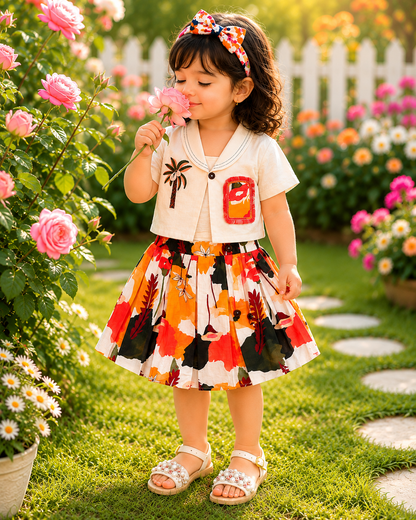 Girls Skirt Top with Designer Shrug | Ages 1–8 Years Pattern 02